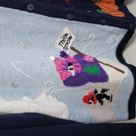 THE Quacker Factory Womens Blue Embroidered Cardigan Seasons Size 1X - Picture 5 of 12
